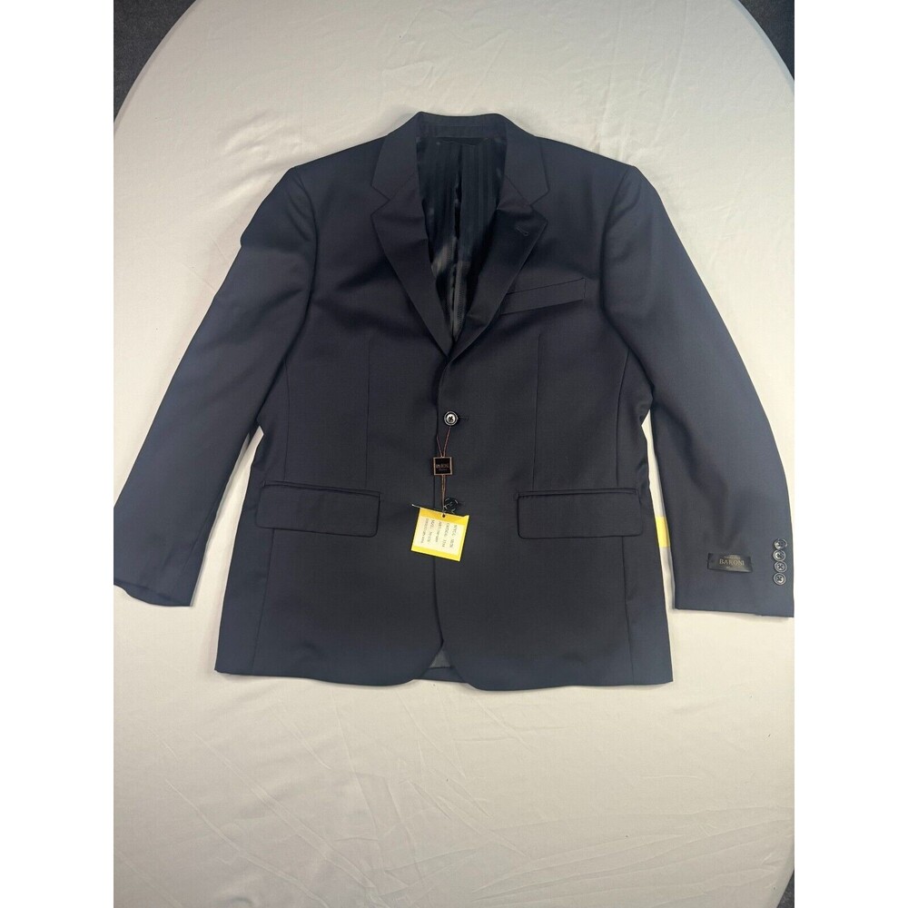 Baroni Super 150s Suit Set Size 39S 33S Sports Coat Pants Navy 2 Button Front